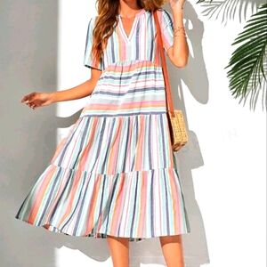 Striped Midi Dress | SHEIN